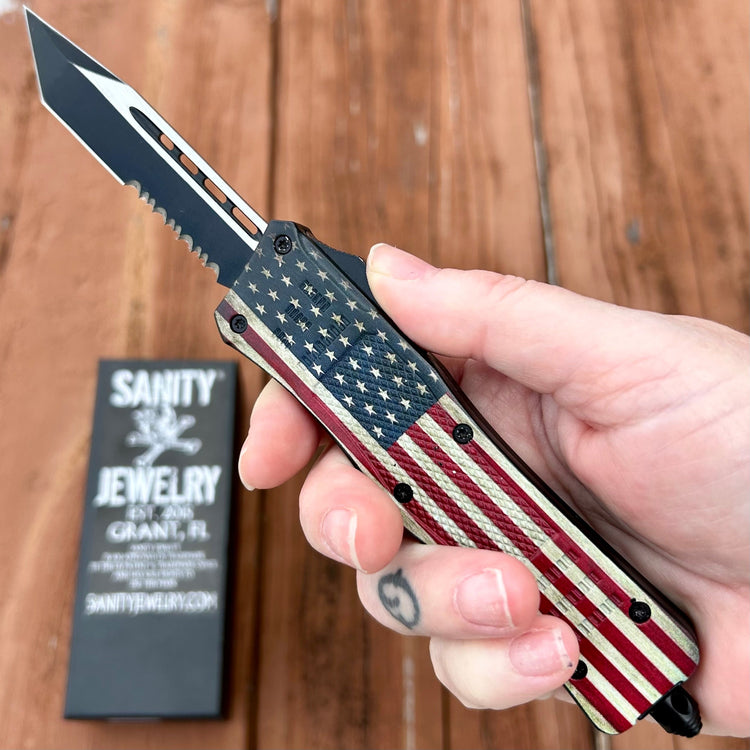 8.5” Frank Nitti - Tanto Flag Serrated - Medium - MFTANS