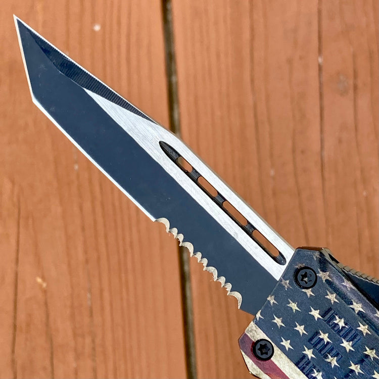 9.5” Frank Nitti - Flag - Tanto Serrated - Large - LFTANS