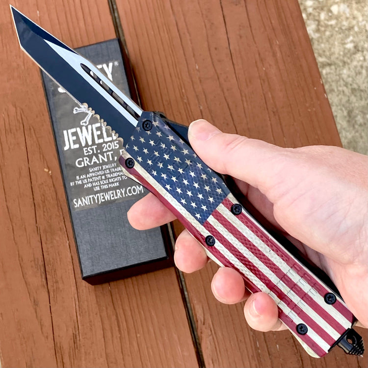 9.5” Frank Nitti - Flag - Tanto Serrated - Large - LFTANS