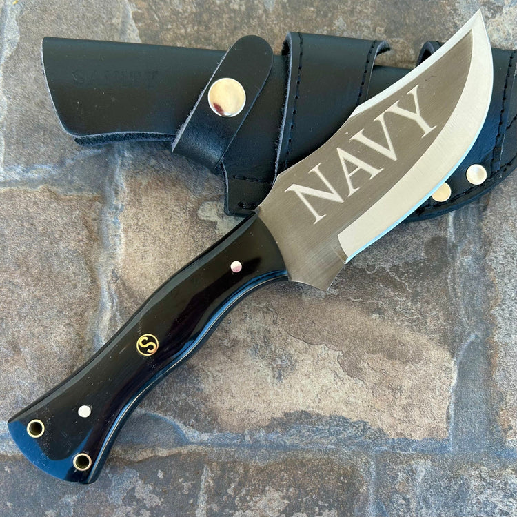 10” Rough Rider Series - Navy - Buffalo Horn - D2 Steel - Horizontal & Vertical Carry - CUS49