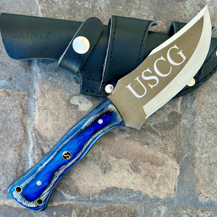 10” Rough Rider Series - USCG - Blue Wood - D2 Steel - Horizontal & Vertical Carry - CUS43