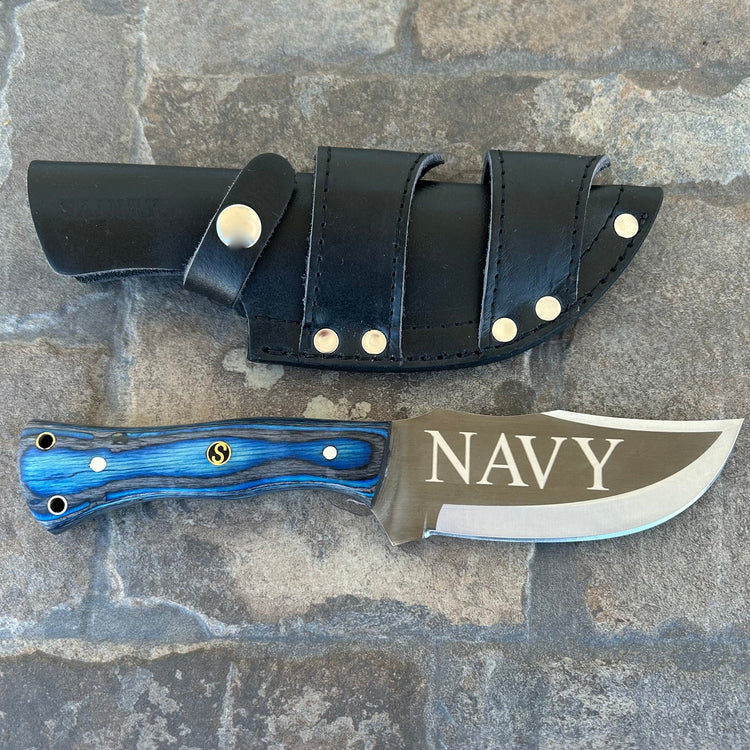 10” Rough Rider Series - Navy - Blue & Black Wood - D2 Steel - Horizontal & Vertical Carry - CUS48