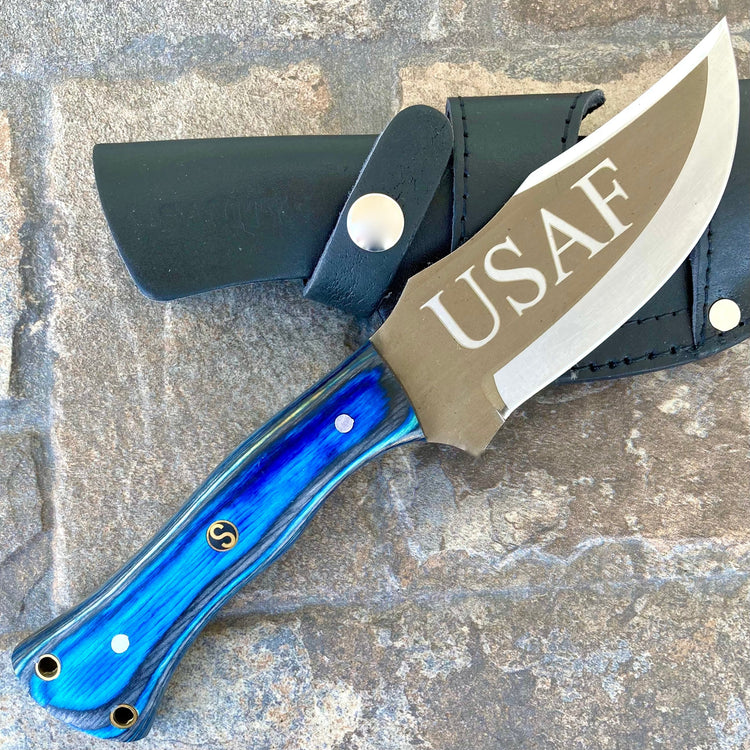 10” Rough Rider Series - USAF - Blue & Black Wood - D2 Steel - Horizontal & Vertical Carry - CUS54