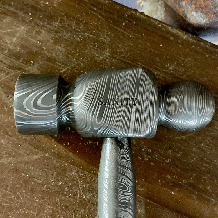 Sanity Jewelry Steel President's Gavel - Edition 3 - The Ball-Peen Hammer - Damascus - 10.5 inch - HAM03