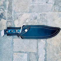 Sanity Jewelry Steel Jim Bowie - Damascus - Blue & Black - 14 inch - JBSC4