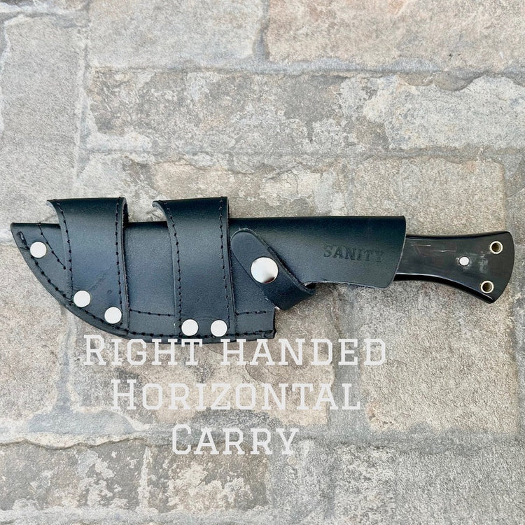 SANITY JEWELRY® Steel Right Handed Horizontal Rough Rider Series - Asshole - D2 Steel - Buffalo Horn - Horizontal & Vertical Carry - 10" - CUS13