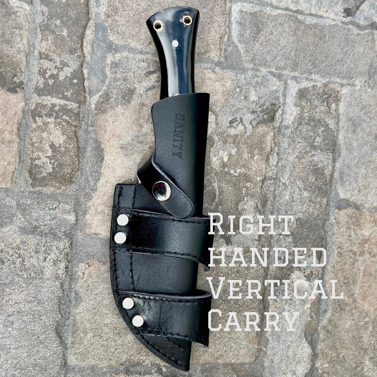 SANITY JEWELRY® Steel Right Handed Vertical Rough Rider Series - Asshole - D2 Steel - Buffalo Horn - Horizontal & Vertical Carry - 10" - CUS13