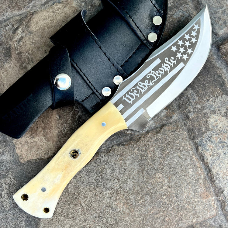 SANITY JEWELRY® Steel Rough Rider Series - We The People - D2 Steel - Camel Bone - Horizontal & Vertical Carry - 10" - CUS11